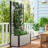 58" Wicker Outdoor Planter with Trellis and Privacy Screen, Mixed Grey