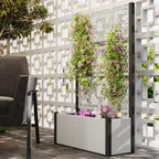 58" Wicker Outdoor Planter with Trellis and Privacy Screen, Mixed Grey