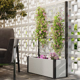 58" Wicker Outdoor Planter with Trellis and Privacy Screen, Mixed Grey