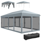 10' x 20' Pop-Up Canopy Tent with Removable Mesh Sidewall Netting, Grey