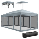 10' x 20' Pop-Up Canopy Tent with Removable Mesh Sidewall Netting, Grey