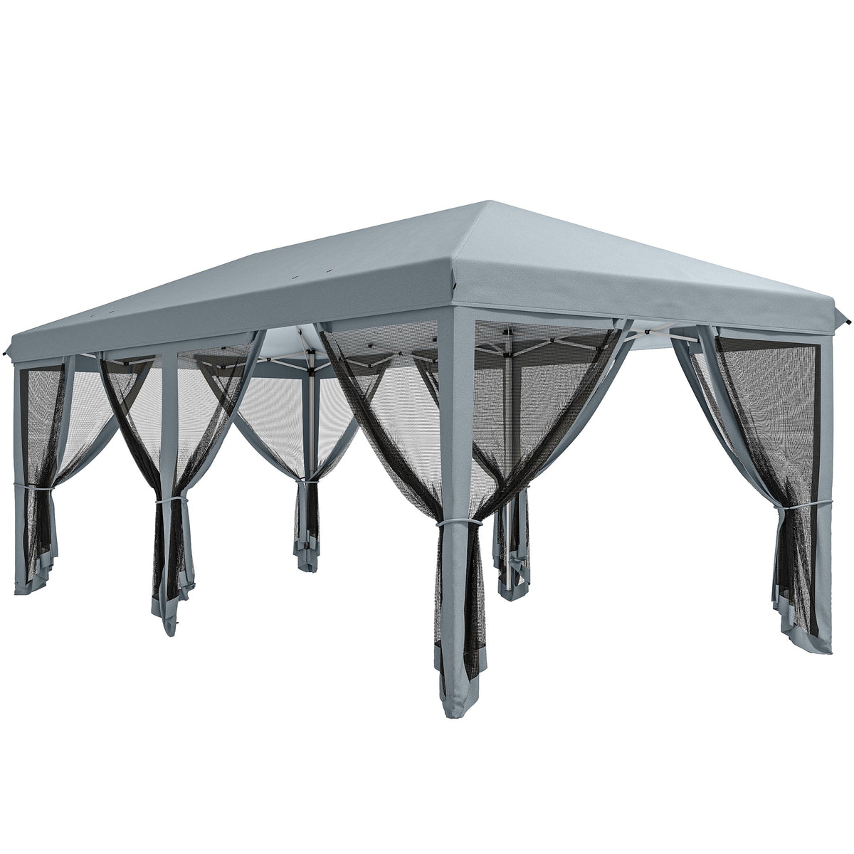 10' x 20' Pop-Up Canopy Tent with Removable Mesh Sidewall Netting, Grey