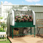 Galvanized Raised Garden Bed with Greenhouse Cover, Green