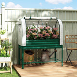 Galvanized Raised Garden Bed with Greenhouse Cover, Green