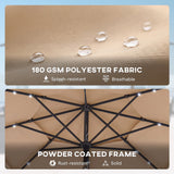 2.8 m Garden Parasol with Solar LED Light, Cover and 3-Tier Top, Khaki