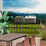 2 Pack 20" Railing Planter Boxes with Hooks and Drainage, Grey