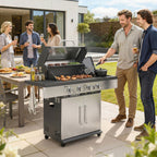 4+1 Burner Gas BBQ Grill with Side Burner and Storage Cabinet
