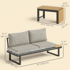 3pc Sectional Patio Set with 2 Loveseats and WPC Table, Light Grey