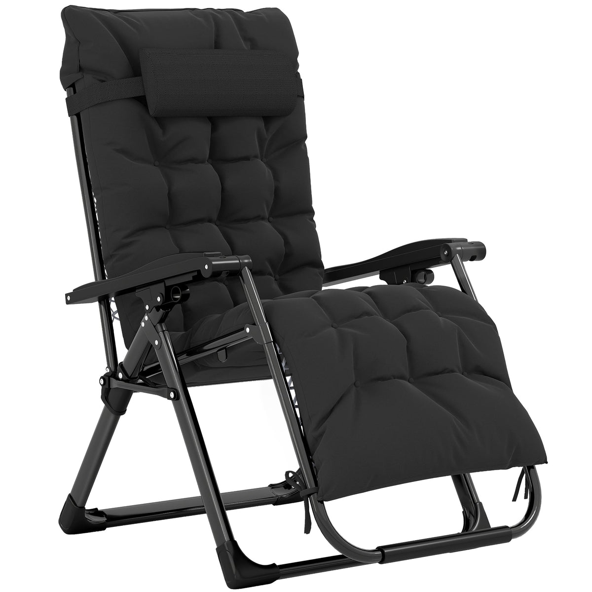Reclining Zero Gravity Chair with Cushion and Headrest, Black