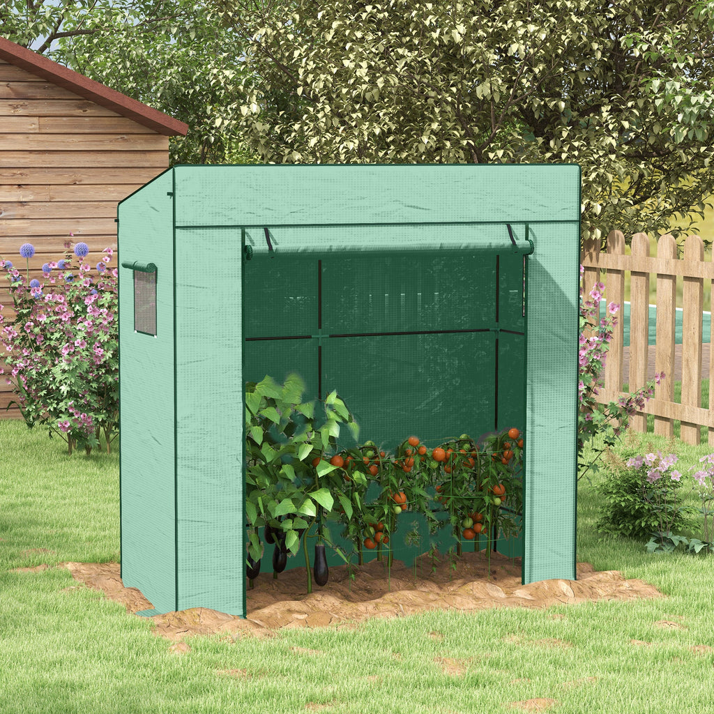 77.2" x 30.3" x 77.6" Lean-to Tomato Greenhouse, Green