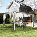 10' x 13' Retractable Pergola Canopy with Curtains, Cream White
