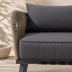ARVOYA 4-Piece Rattan Conversation Set with Loveseat, 2 Armchairs & Acacia Table, Grey