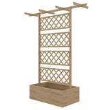 Wood Raised Garden Bed with Trellis, Roof and Privacy Screen, Natural