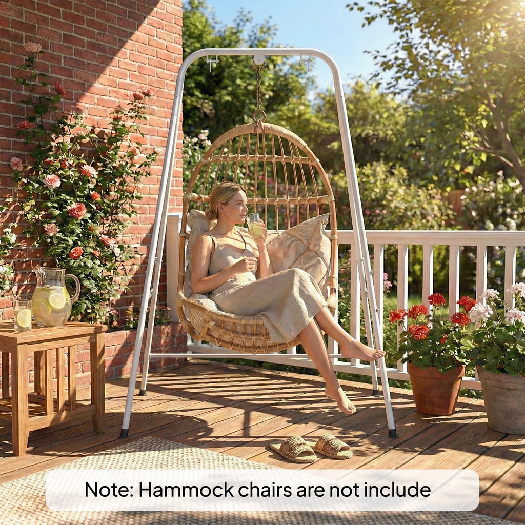 Hammock Chair Stand with Anti-Slip Pads and 2 Carabiners, White