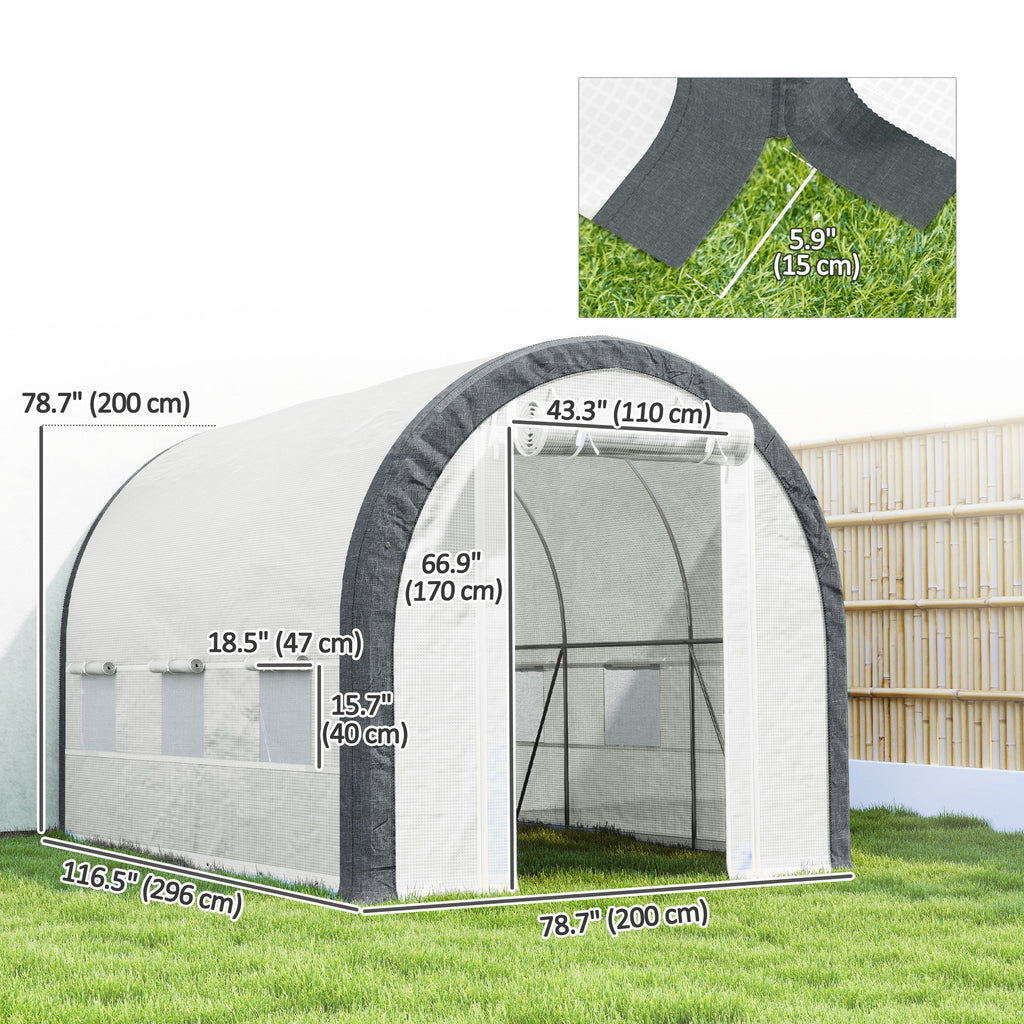 10' x 6.6' x 6.6' Walk-in Tunnel Greenhouse with 6 Windows, White