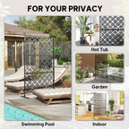 78" x 48" Metal Outdoor Privacy Screen, Quatrefoil Design, Black