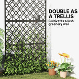 78" x 48" Metal Outdoor Privacy Screen, Quatrefoil Design, Black