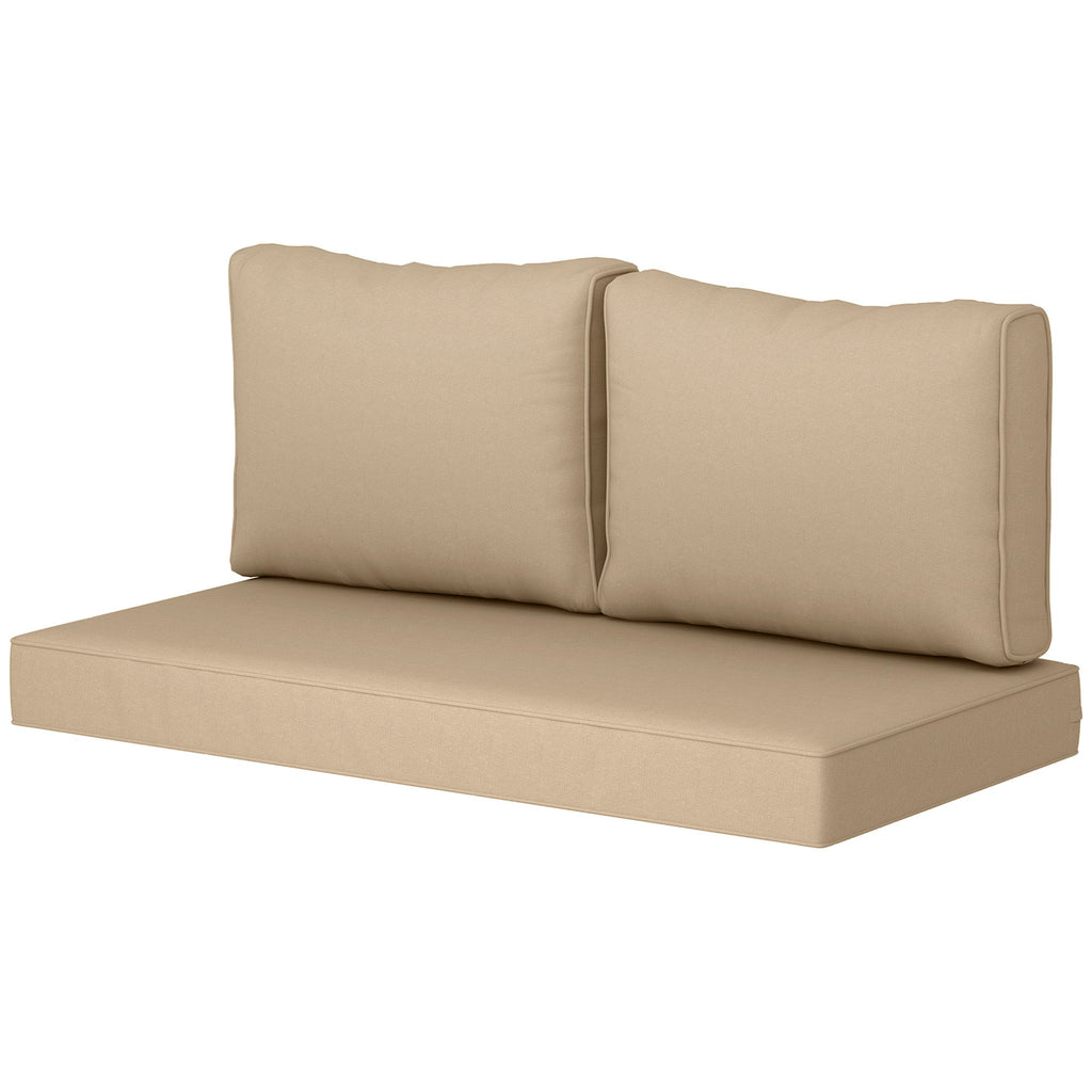 2 Seater Outdoor Seat Cushions with Backrest, Beige