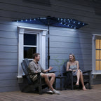 2.6 m Half Garden Parasol with Solar LED Lights and Tilt, Dark Blue