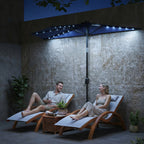 2.6 m Half Garden Parasol with Solar LED Lights and Tilt, Dark Blue