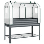 Galvanized Raised Garden Bed with Greenhouse Cover, Dark Gray