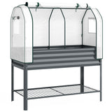 Galvanized Raised Garden Bed with Greenhouse Cover, Dark Gray