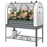Galvanized Raised Garden Bed with Greenhouse Cover, Dark Gray