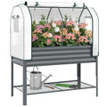 Galvanized Raised Garden Bed with Greenhouse Cover, Dark Gray