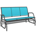 3-Seat Outdoor Glider Bench with Mesh Seat and Steel Frame, Blue