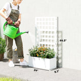 24" x 9" x 44.5" Raised Garden Bed with Trellis and Drainage, White