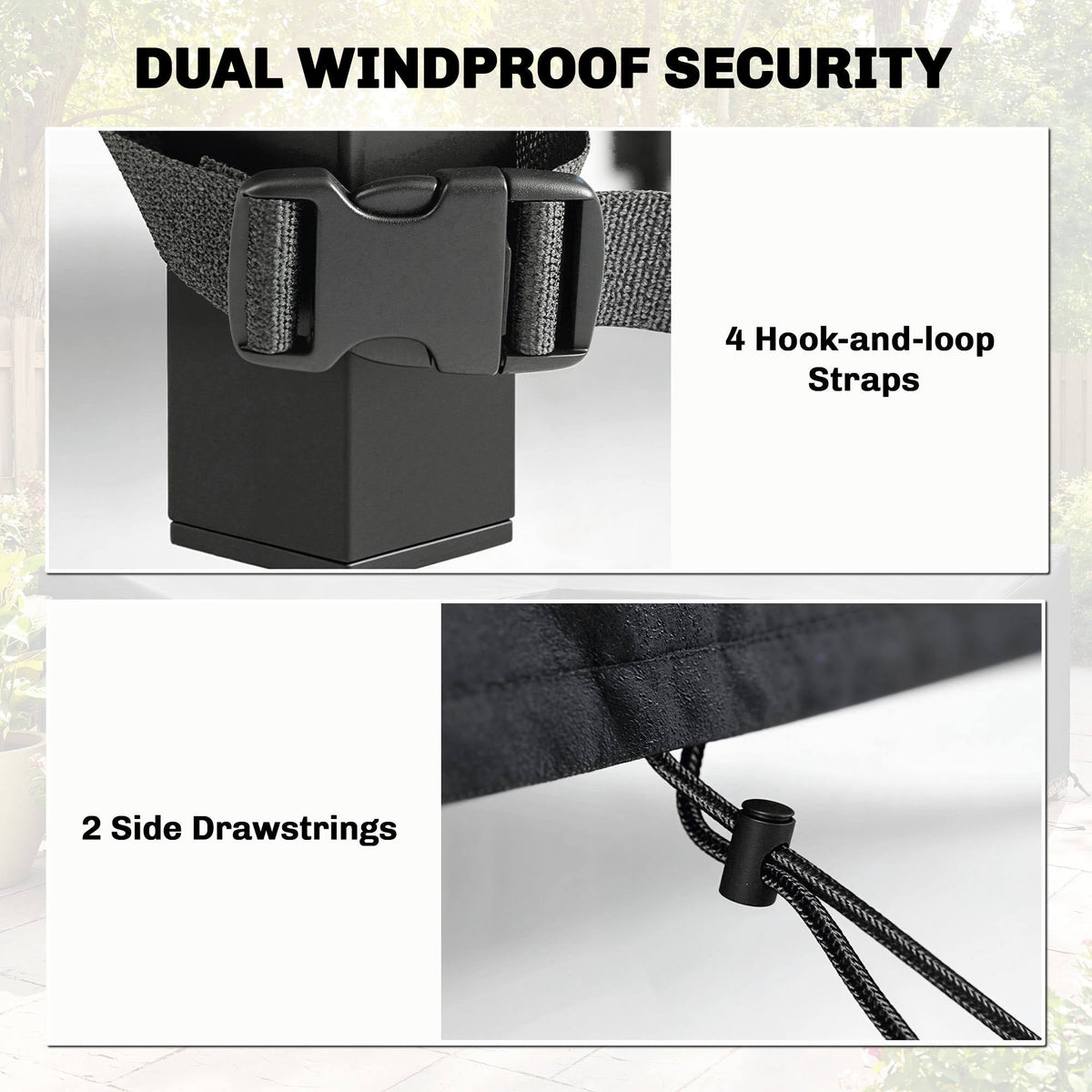 125 x 125 x 74 cm Garden Furniture Cover with Air Vent, Black