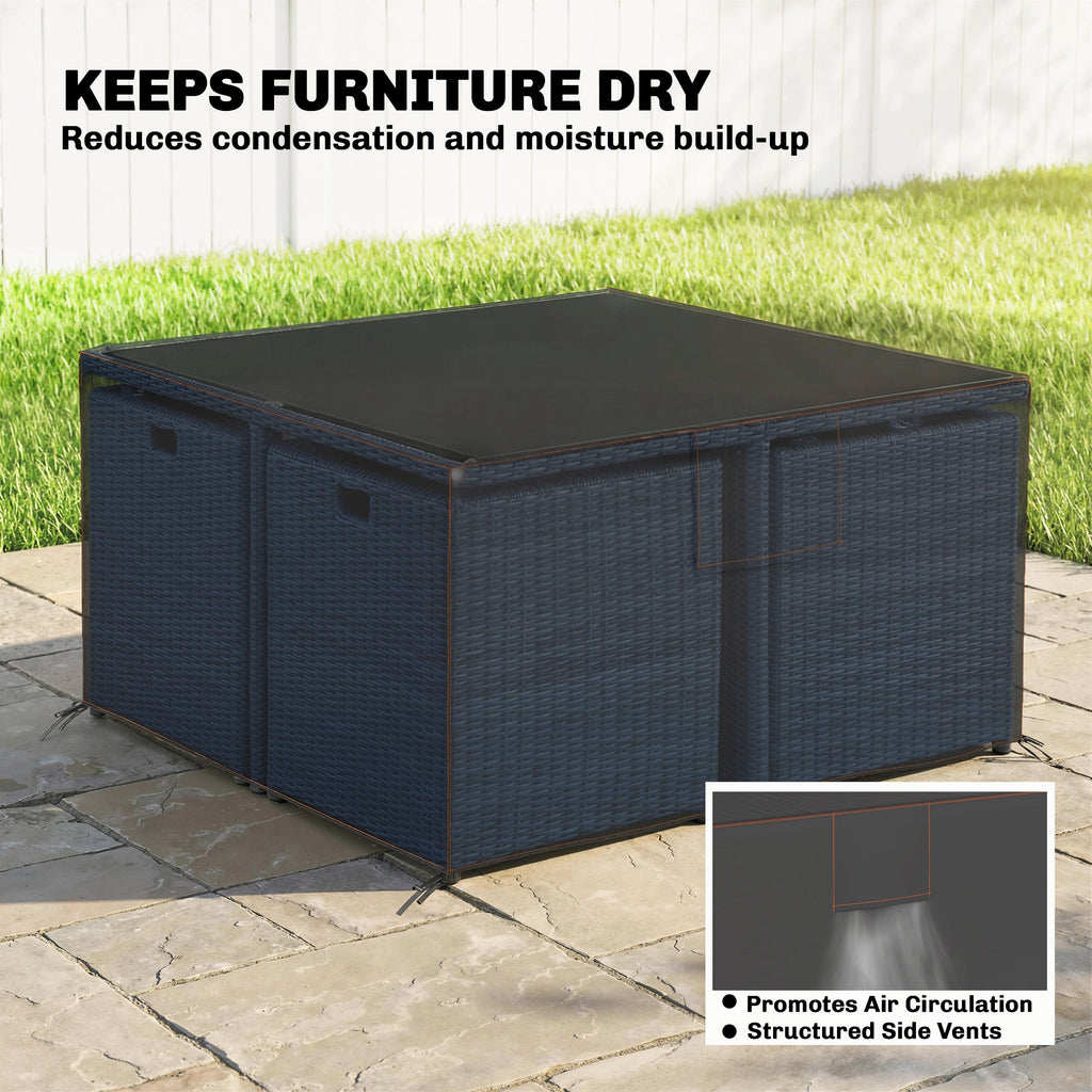 125 x 125 x 74 cm Garden Furniture Cover with Air Vent, Black