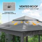 11' x 11' Pop-Up Canopy with 2-Tier Soft Top and Zipper Netting, Dark Grey