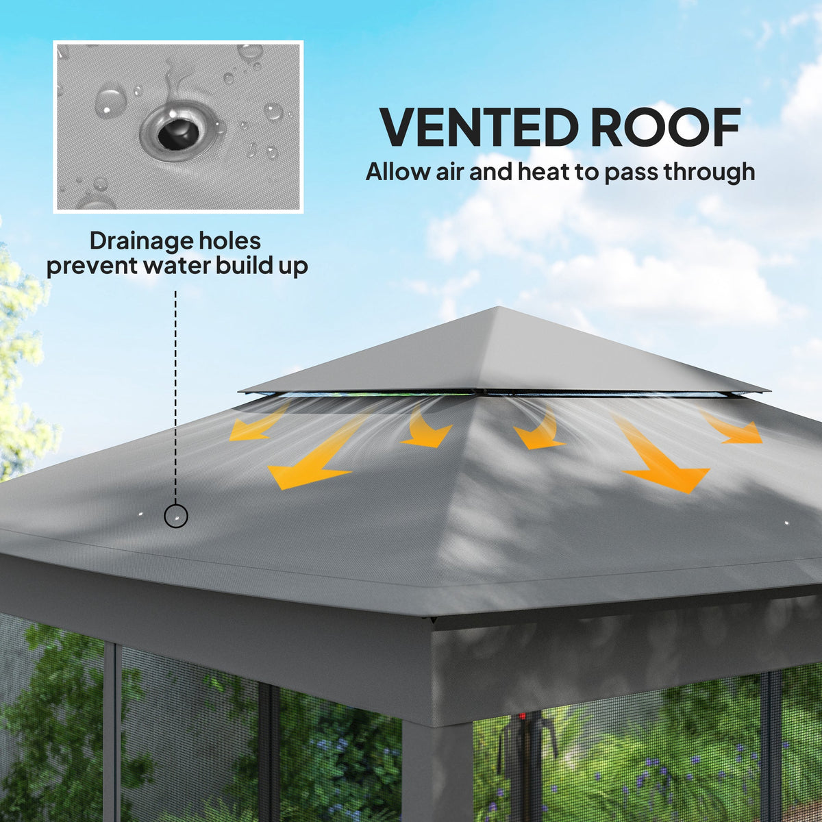 11' x 11' Pop-Up Canopy with 2-Tier Soft Top and Zipper Netting, Dark Grey