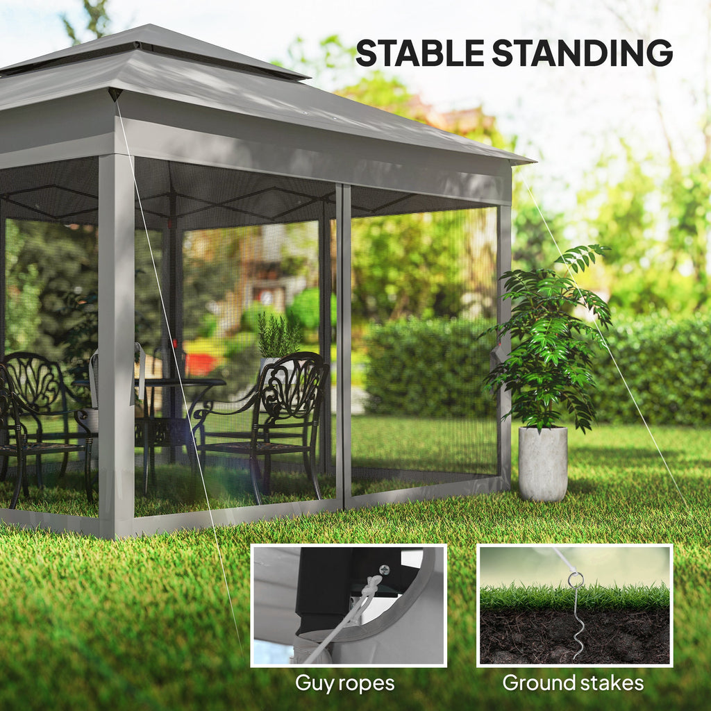 11' x 11' Pop-Up Canopy with 2-Tier Soft Top and Zipper Netting, Dark Grey