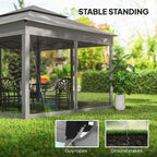 11' x 11' Pop-Up Canopy with 2-Tier Soft Top and Zipper Netting, Dark Grey