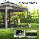 11' x 11' Pop-Up Canopy with 2-Tier Soft Top and Zipper Netting, Dark Grey