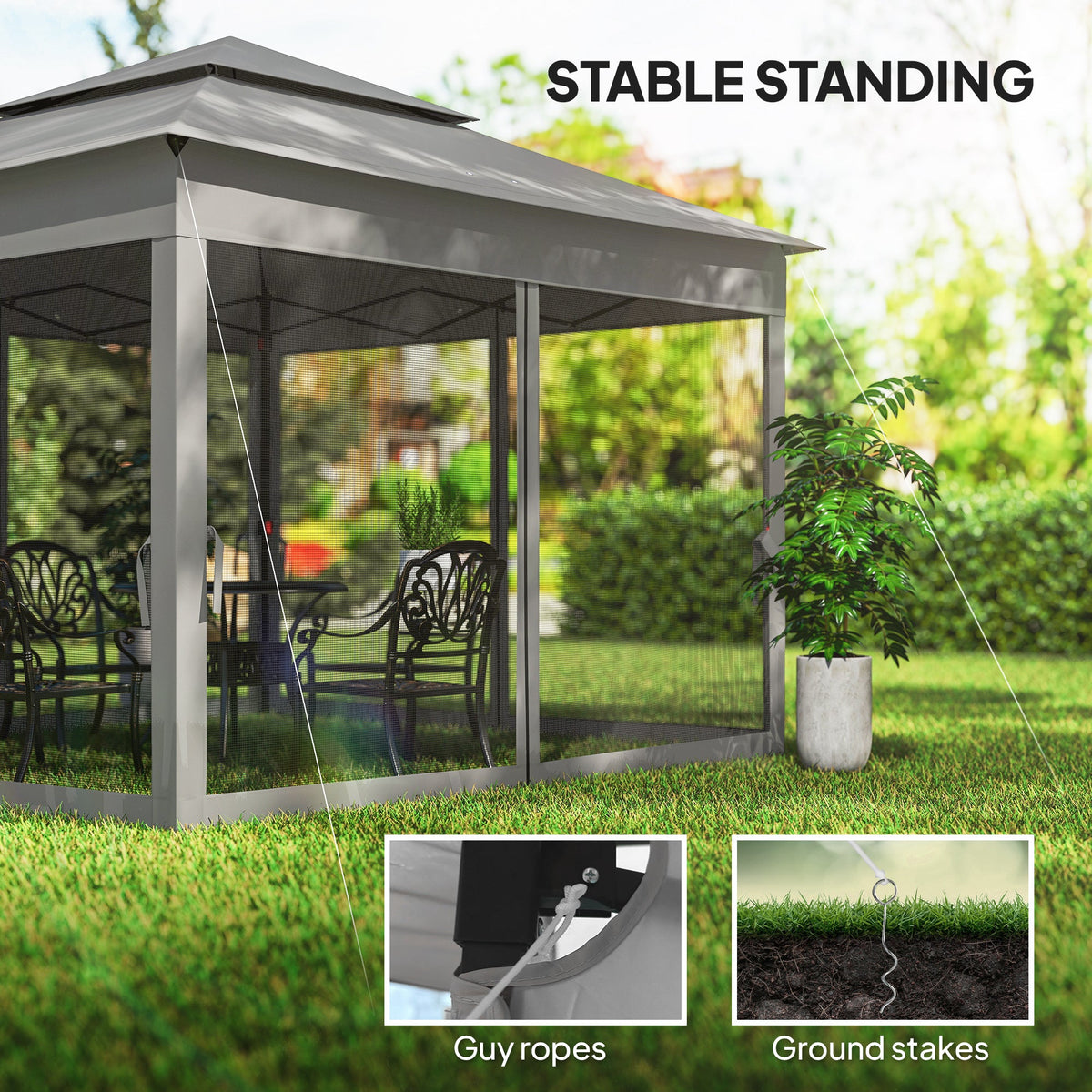 11' x 11' Pop-Up Canopy with 2-Tier Soft Top and Zipper Netting, Dark Grey