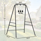 Hammock Chair Stand with Anti-Slip Pads and 2 Carabiners, Black