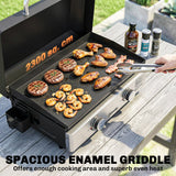 2-Burner Portable 6 kW Gas Plancha Tabletop Griddle with Grease Cup for Camping, Black