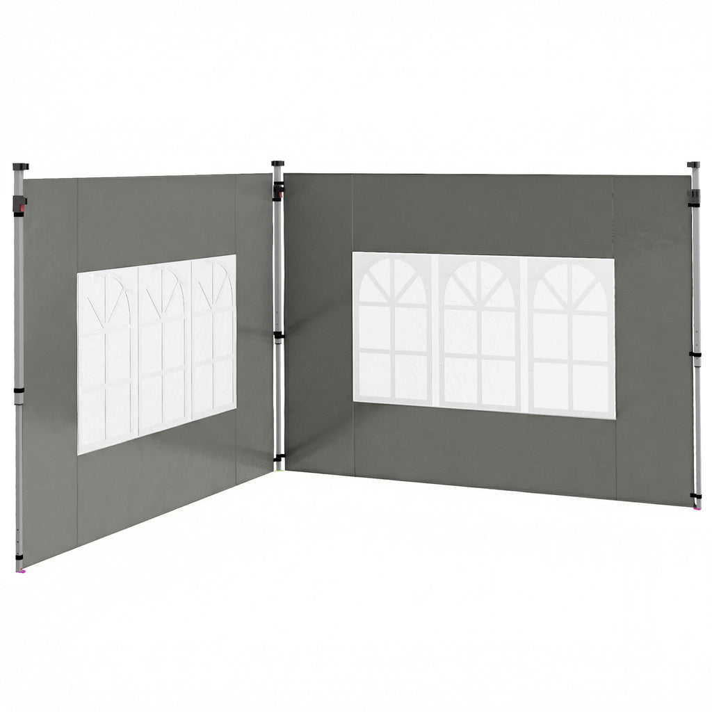 2 Pack Gazebo Side Panels with Window for 3 x 3 m Pop Up Gazebo, Dark Grey