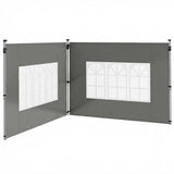 2 Pack Gazebo Side Panels with Window for 3 x 3 m Pop Up Gazebo, Dark Grey