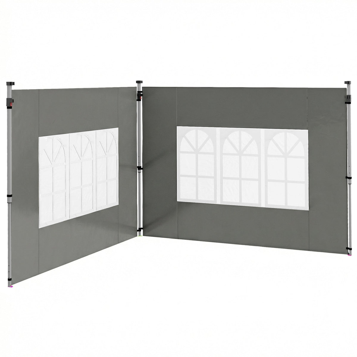 2 Pack Gazebo Side Panels with Window for 3 x 3 m Pop Up Gazebo, Dark Grey