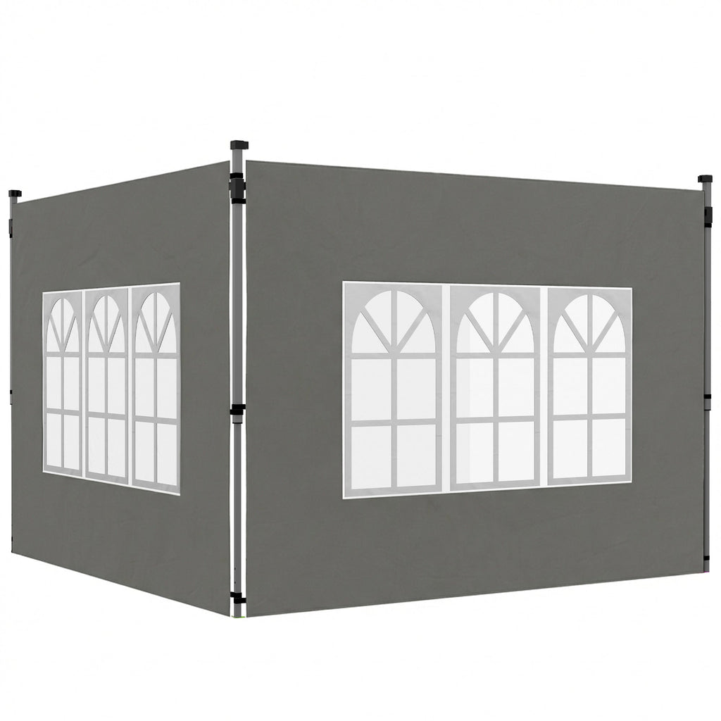 2 Pack Gazebo Side Panels with Window for 3 x 3 m Pop Up Gazebo, Dark Grey