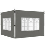 2 Pack Gazebo Side Panels with Window for 3 x 3 m Pop Up Gazebo, Dark Grey