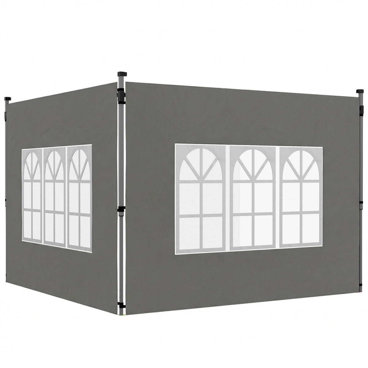 2 Pack Gazebo Side Panels with Window for 3 x 3 m Pop Up Gazebo, Dark Grey