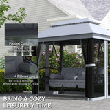 3-Seat Patio Swing Chair with Mesh Sidewalls, Gray