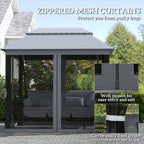 3-Seat Patio Swing Chair with Mesh Sidewalls, Gray