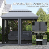 3-Seat Patio Swing Chair with Mesh Sidewalls, Gray