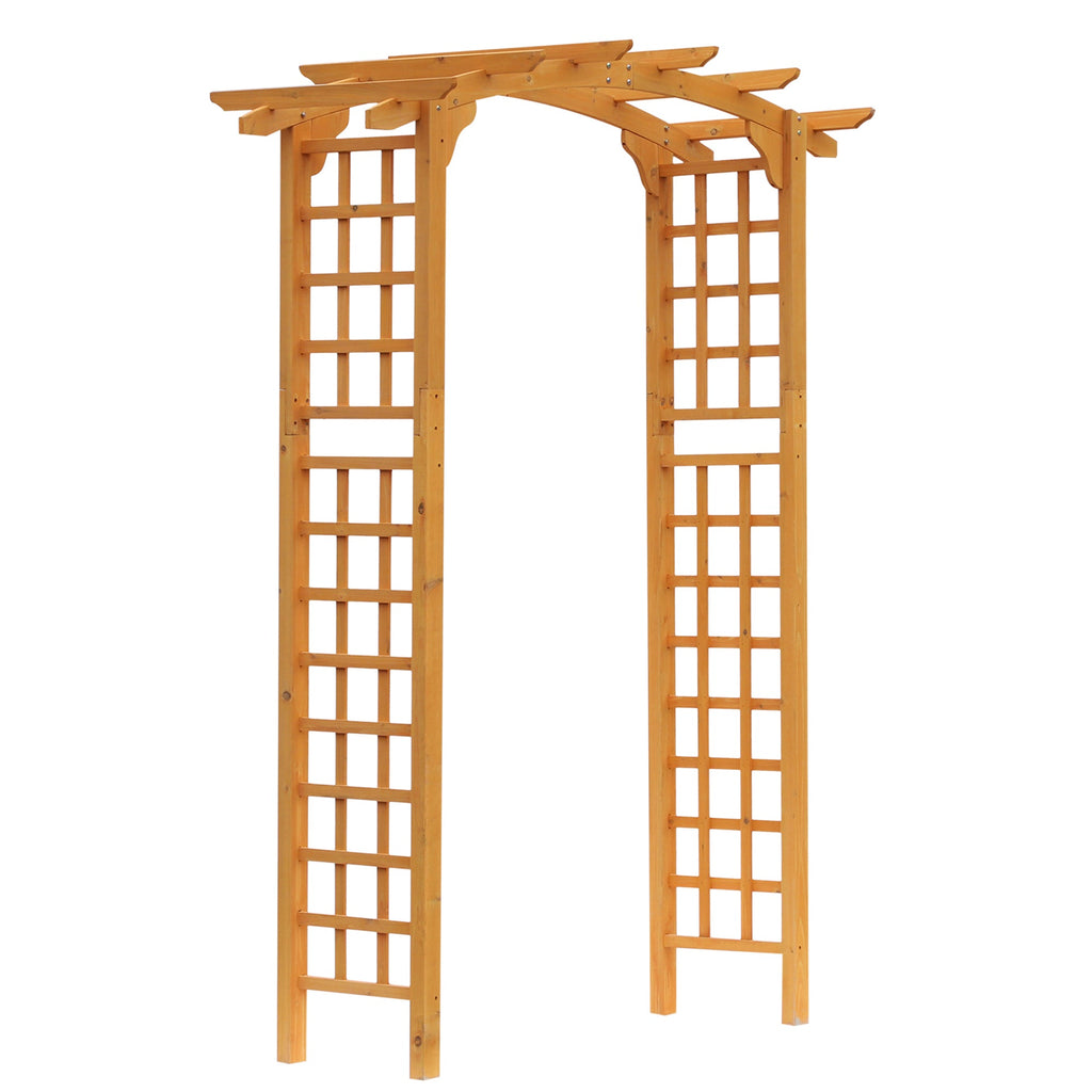 90in Wooden Garden Arbor with Trellis Wall for Climbing Plants, Wedding & Backyard Decor
